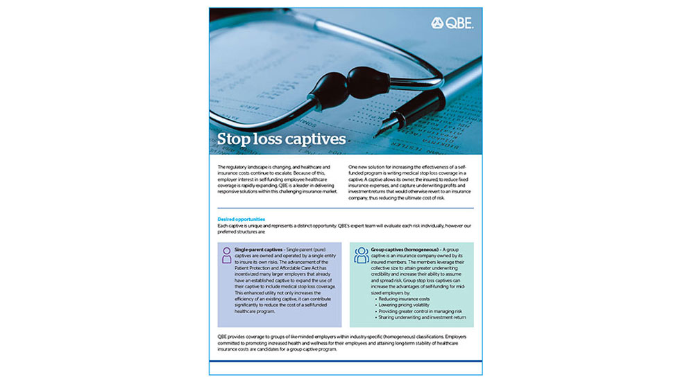 Stop loss captives